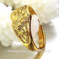 Hand made high polished size adjustable gold plated copper wedding heart rings